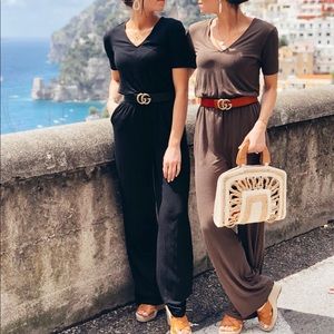 Olive green jumpsuit with pockets